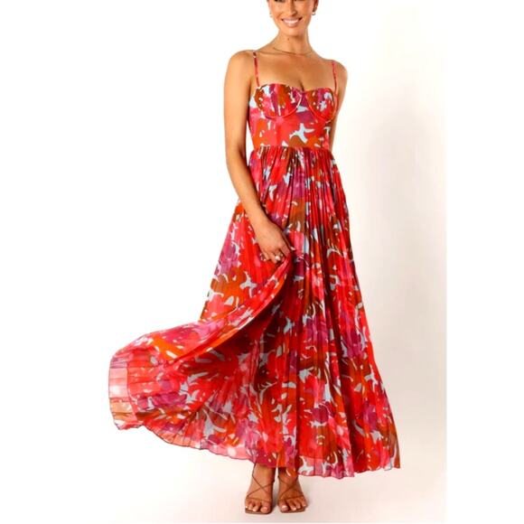 Petal & Pup Women's Achanti Pleated Maxi Dress - Pink Azalea Size M - Picture 1 of 11